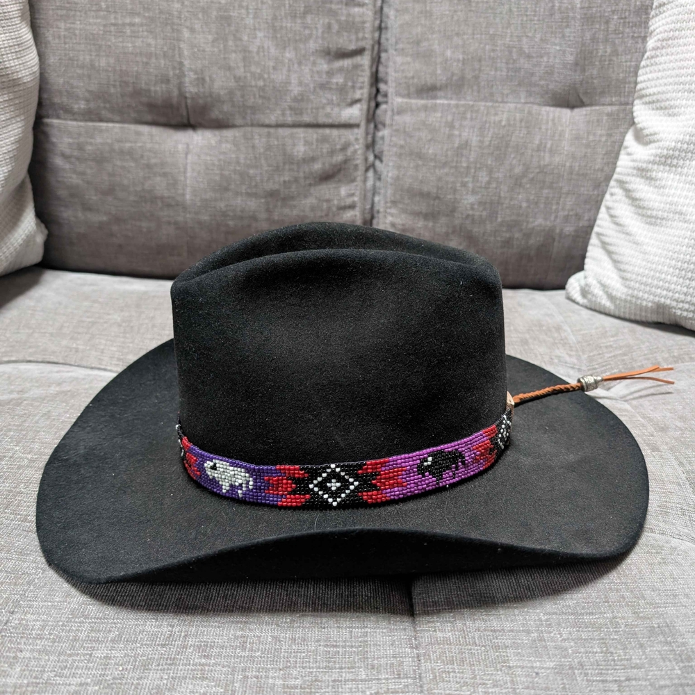 Black Cowboy Hat with Beaded Band